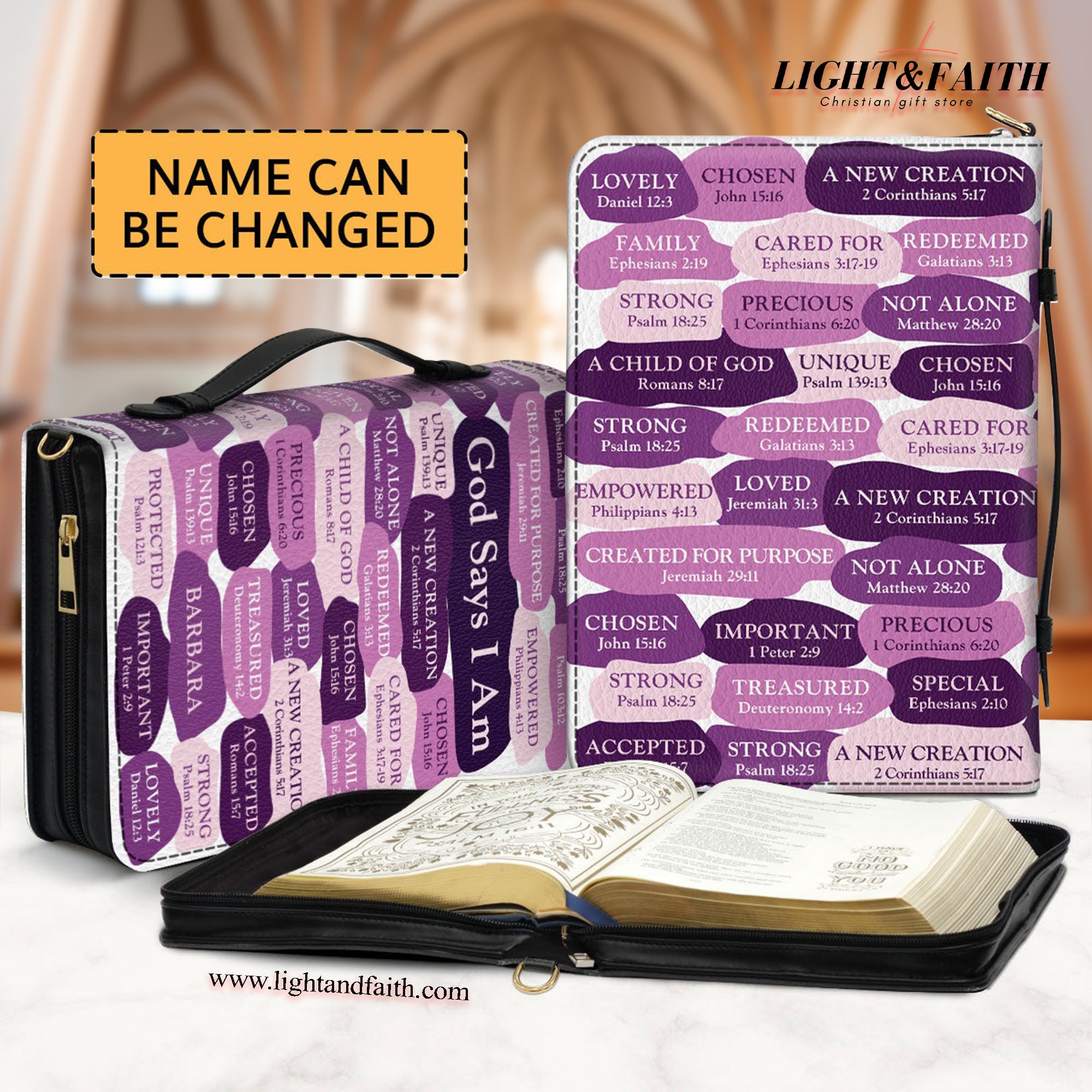 What God Says About You Leather Book Cover, Spiritual Gifts For Female Pastors, Personalized Zippered Bible Cover With Handle, Christian Gift, Bible Covers Jesus Gifts